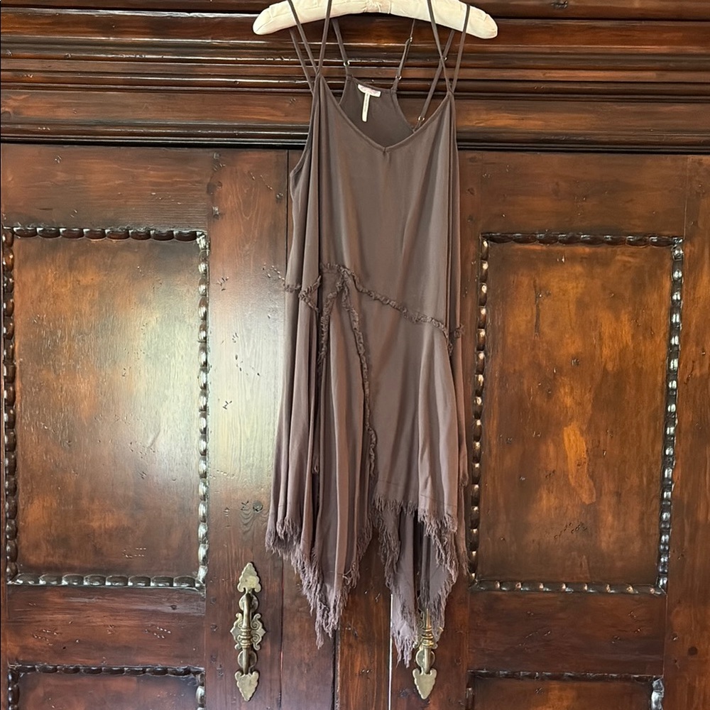 Brown Fringe Hem Dress